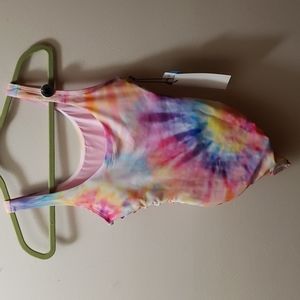 TIE DYE RAINBOW PINK 1 PC SWIMSUIT WOMEN'S sz M NEW WITH TAGS